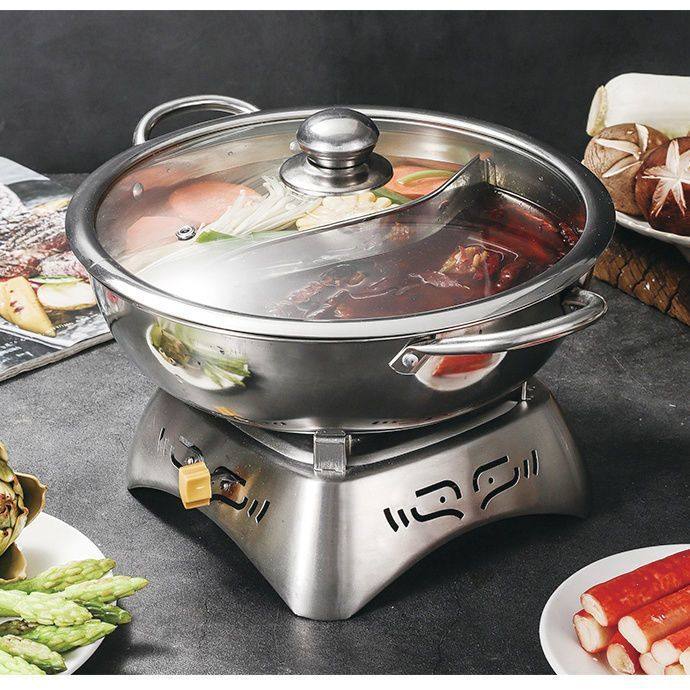 304加厚酒精炉家用小火锅干锅炉户外便携式商用家用酒精火锅一套