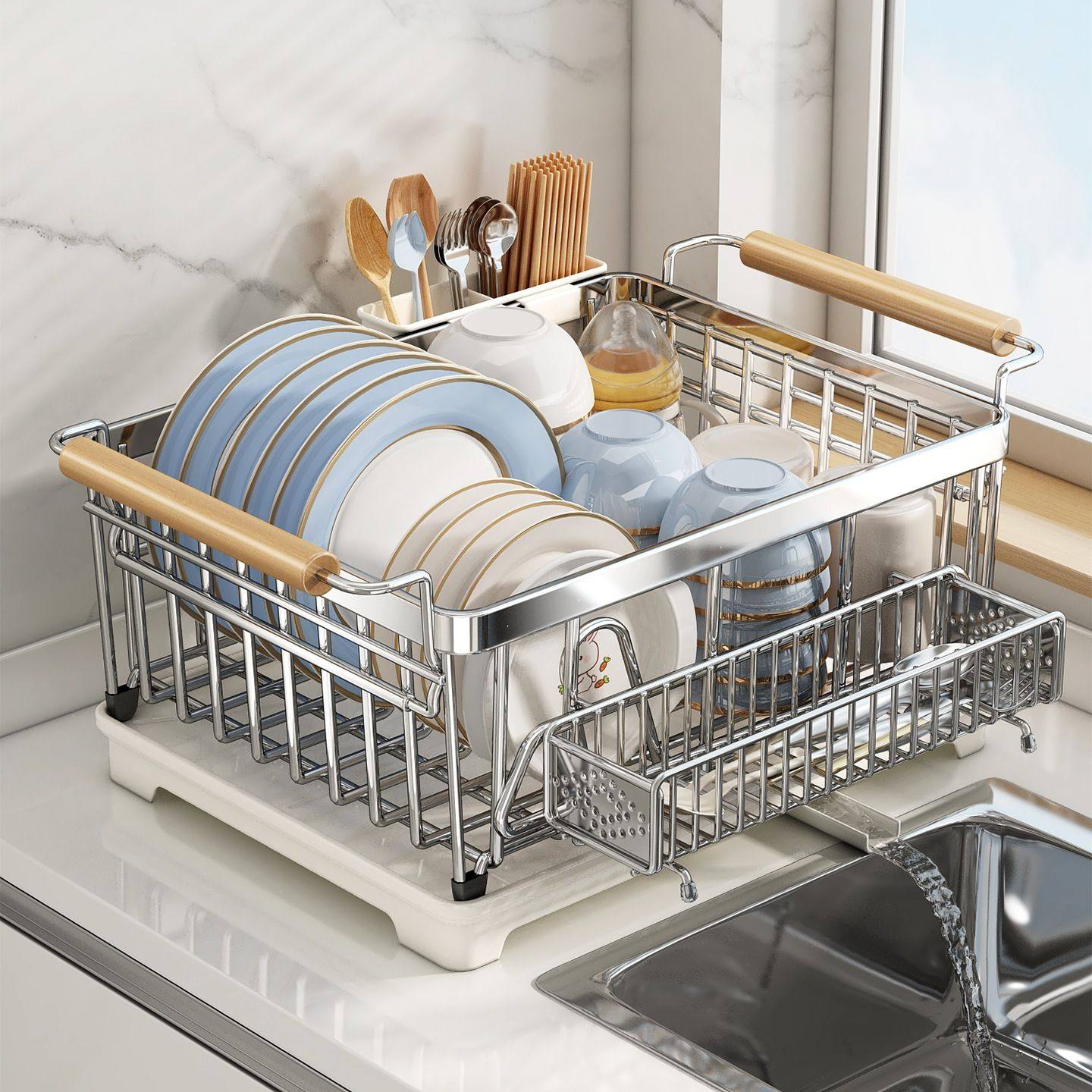 优勤碗碟收纳架碗架304不锈钢厨房置物架放锅铲碗筷篮碗盘沥,厨房/烹饪用具,碗架,淘宝优惠券,粉丝福利购,淘宝优惠卷