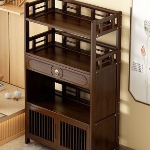 茶架子博古架置物架多层茶叶收纳架茶台茶水柜茶桌茶室茶柜置物架