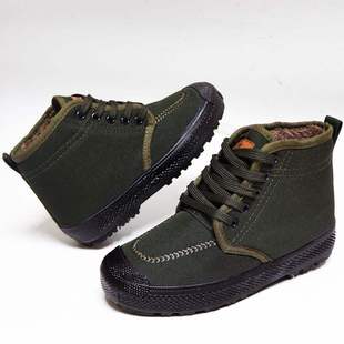 劳保鞋加绒冬季高帮防滑工地保暖解放鞋男劳保棉鞋农田胶鞋劳动鞋