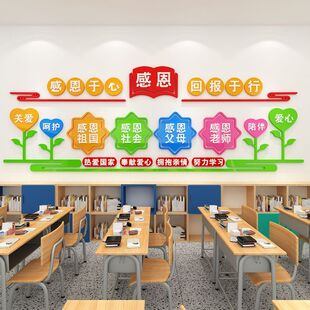 校园文化墙装饰感恩励志主题墙贴3d立体教室班级背景墙面布置贴纸