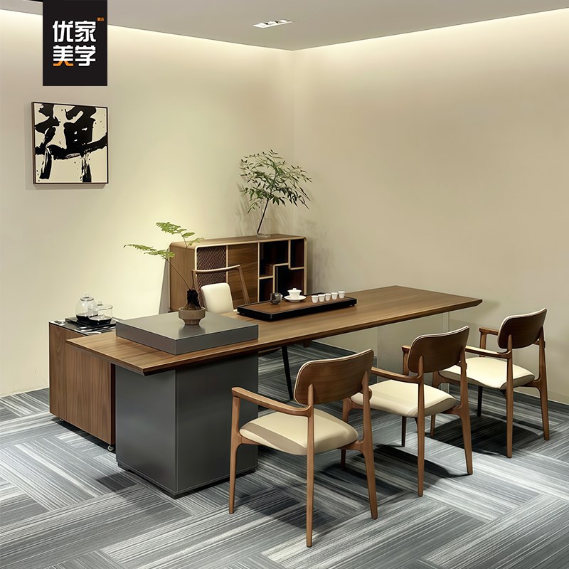 新中式茶桌家用客厅北美黑胡桃y木泡茶桌2025新款高端轻奢实木茶