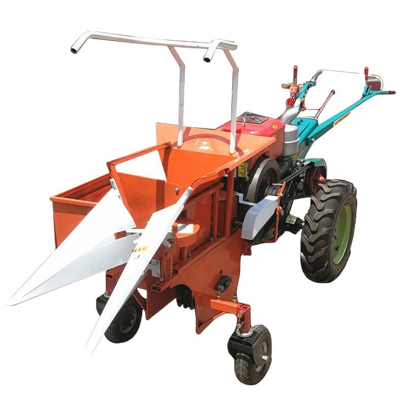 小型玉米收割机农用扒皮秸秆粉碎家用单行手扶拖拉机带玉米收获机