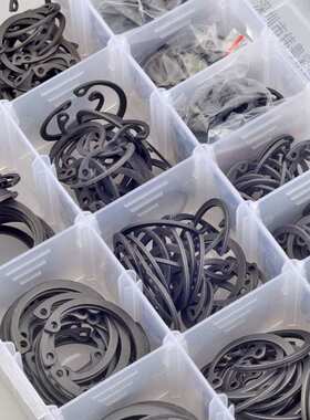 65mn弹簧钢500pcs孔用弹垫挡圈M8-M32组合套装跨境螺丝内卡盒装