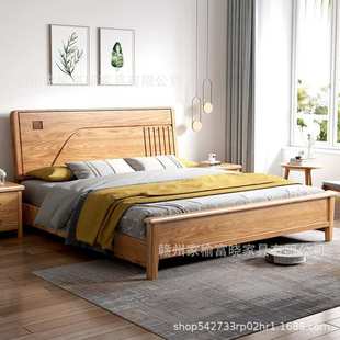 北欧红橡木床1.8米主卧双人床现代简约全实木床1米5日式原木橡木