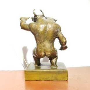大号铜牛熊同体斗牛斗熊牛市熊市摆件居家办公铜器装饰品