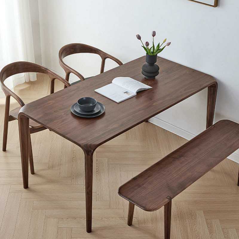 全实木家具简约饭桌现代家用日式黑胡桃木极简式餐厅整体榫卯饭桌
