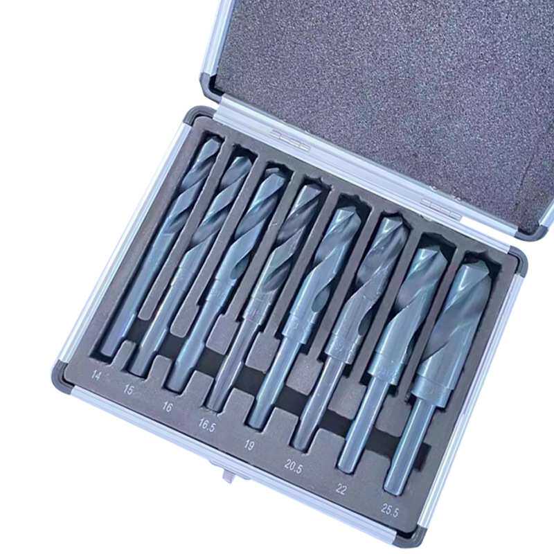 高速钢等柄钻手电钻打孔工具14-25.5mm组合套装黑色氮化小柄钻头