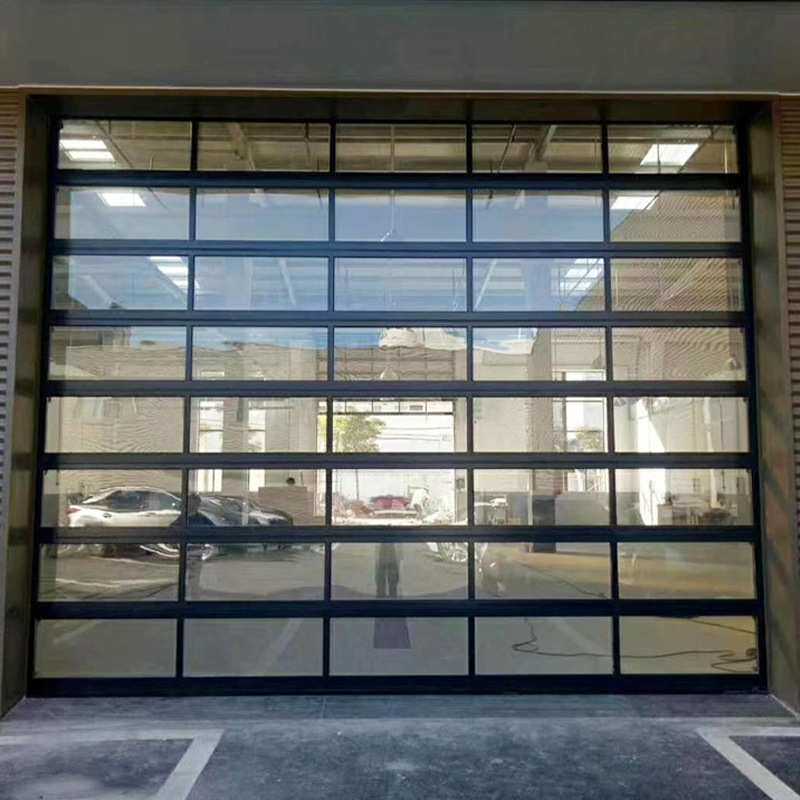 铝合金防风透明车库门4S店透视门电动提升门别墅车库门透视门