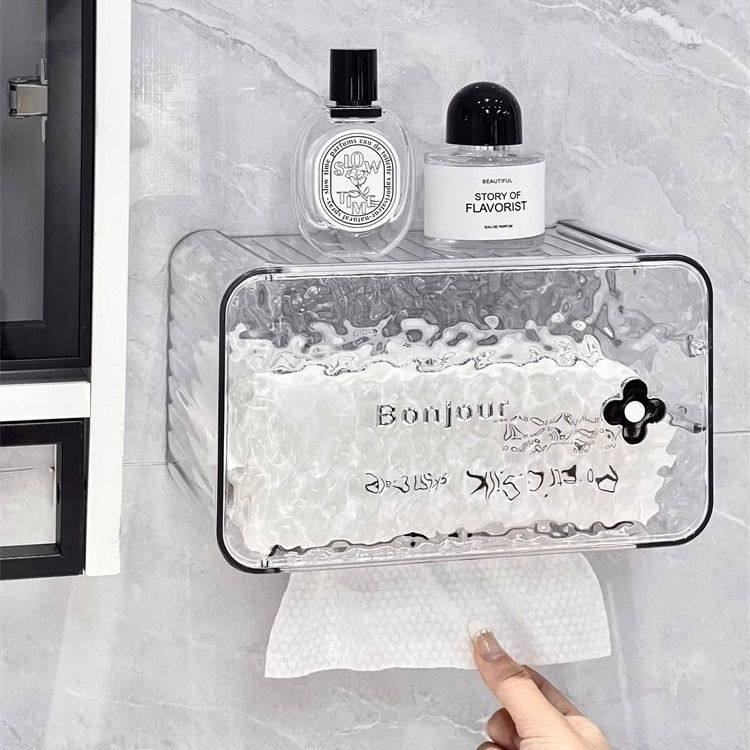 冰川纹小花纸巾盒家用洗脸巾收纳卫生间壁挂式抽纸盒置物架卷,收纳整理,洗脸巾收纳盒,淘宝优惠券,粉丝福利购,淘宝优惠卷
