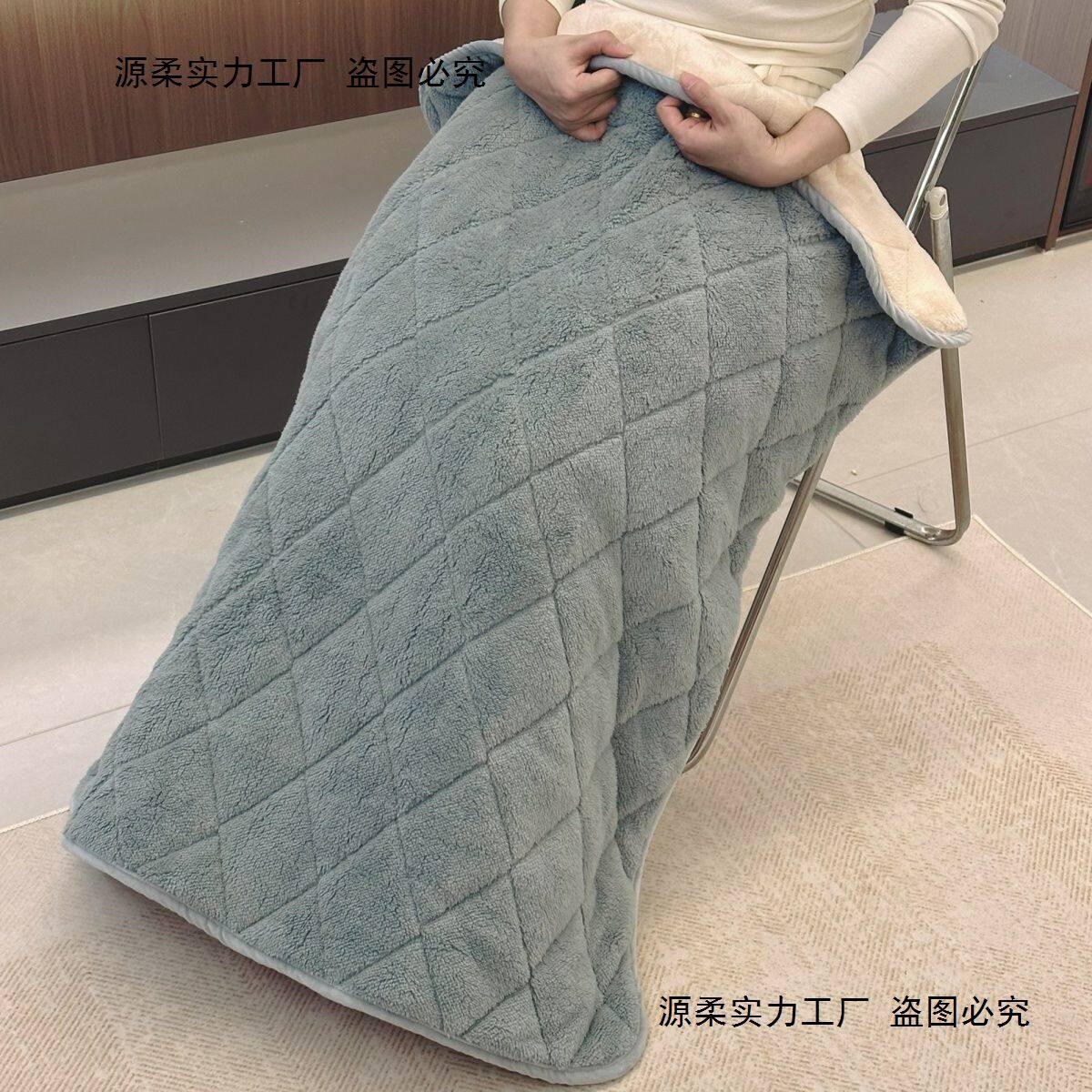 双层法兰绒盖腿毯子四季搭腿办公室午睡护膝加厚夹棉毛毯保暖其他