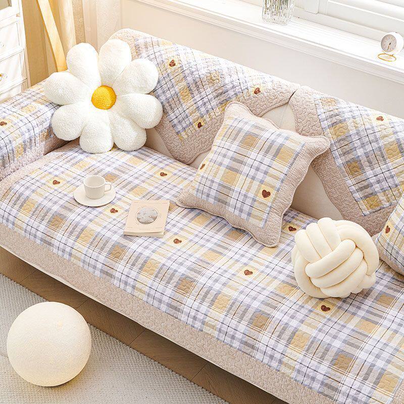 田园风纯棉沙发垫四季通用防滑高档现代简约皮沙发靠背巾