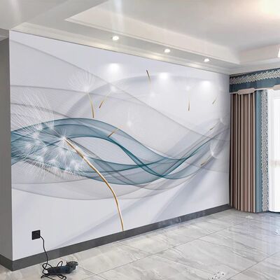 18D电视背景墙壁画新款壁纸8d时尚羽毛客厅影视墙壁布32D墙纸自粘