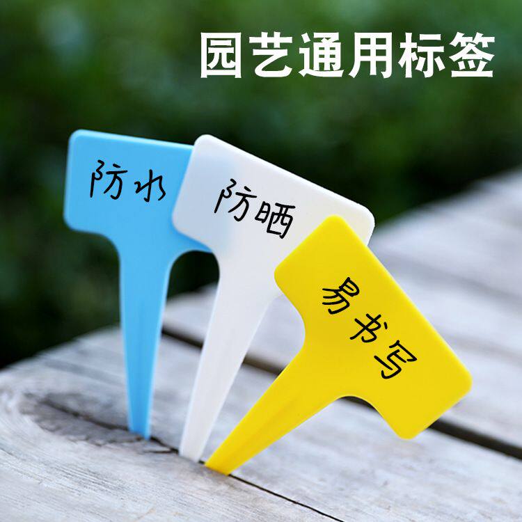 植物标签园艺花卉花盆月季标记卡记号卡多肉标记牌塑料T型插地牌