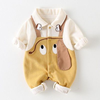 婴儿连体衣新款宝宝衣服新生儿哈衣超萌春秋假两件外出百天爬服