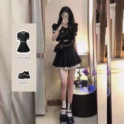 夏季盐系穿搭高级感御姐轻熟风港味小个子辣妹上衣短裙两件套装女