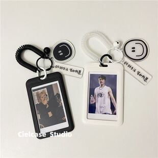 笑脸书包文字挂件卡套饭卡保护套黑白证件公交卡钥匙扣门禁卡情侣