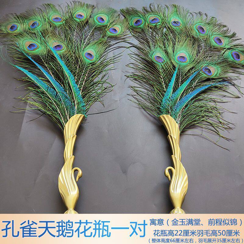 欧式艺术摆件创意家居装饰品客厅电视柜工艺品插干花孔雀羽毛花瓶