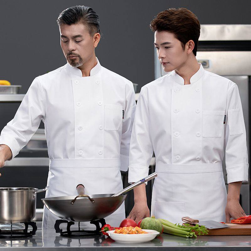 餐饮后厨房厨师工作服男女长袖高档餐厅酒店烘焙食堂服装秋冬长袖