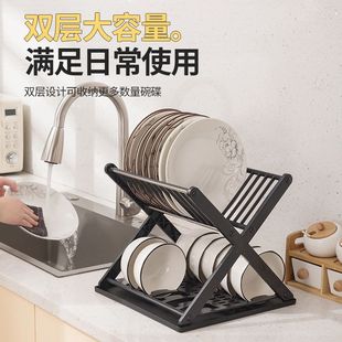 免安装折叠碗架厨房家用碗碟置物架塑料碗盘碗筷收纳