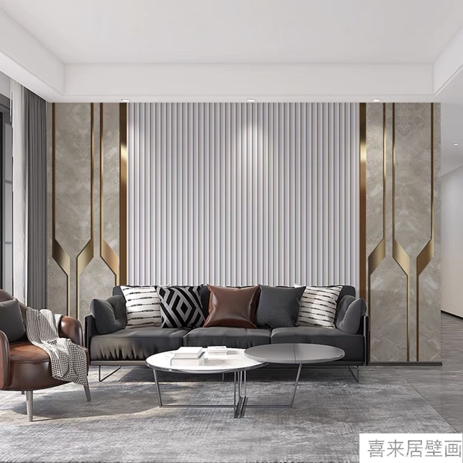 钉制高轻奢电视背景墙新款2026墙面客厅墙画装饰画墙布