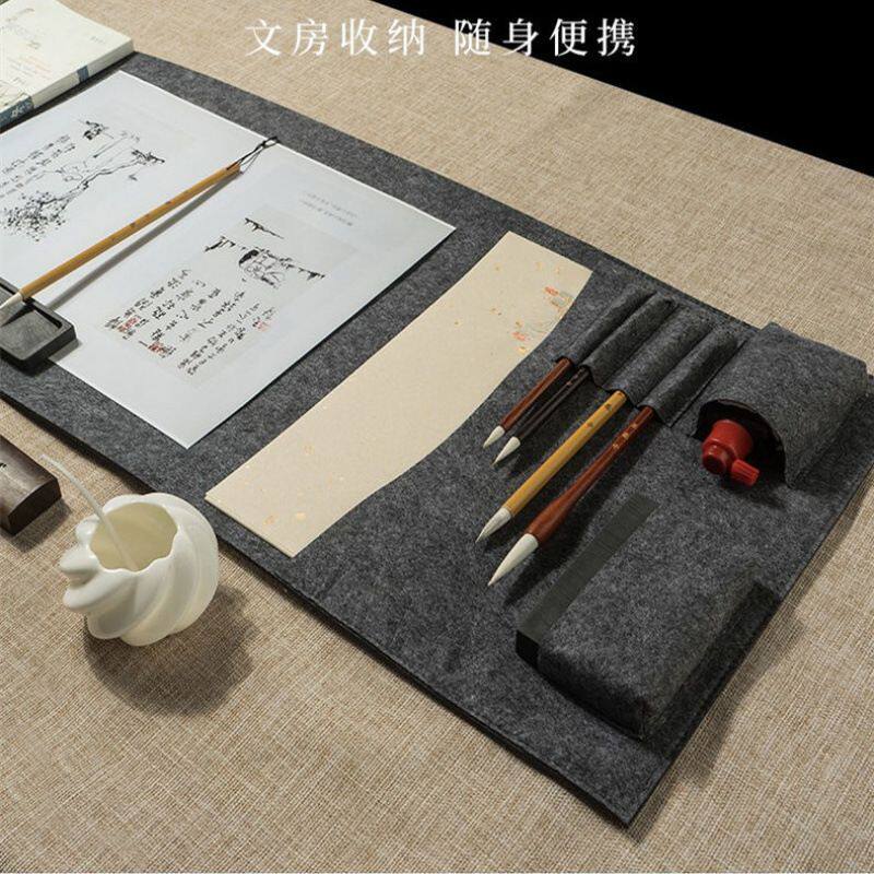 便携式折叠毛毡笔帘多功能透气包邮初学者练字毛笔袋书法国画收纳