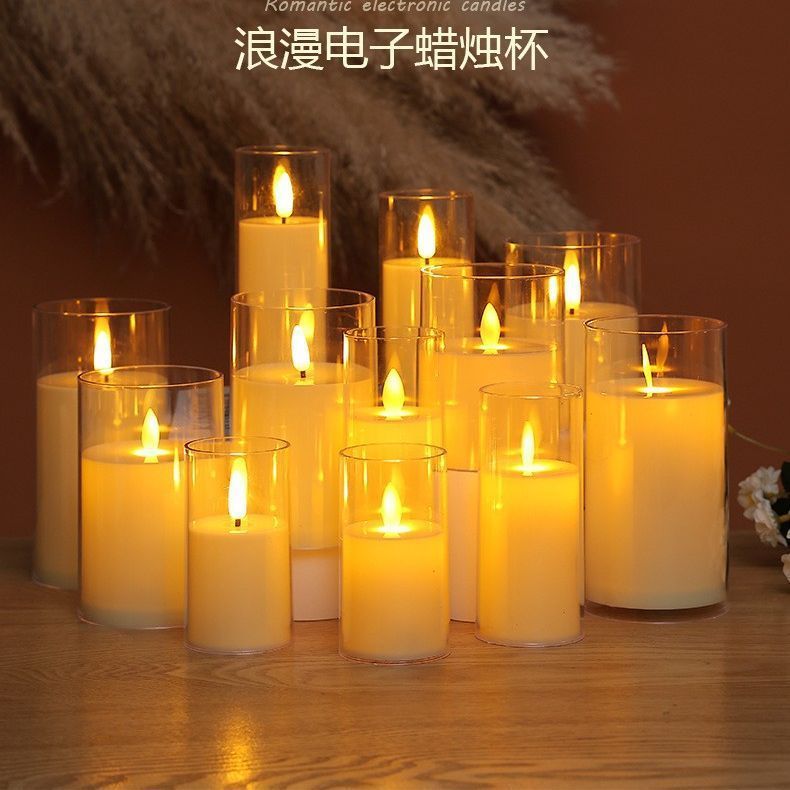 充电款电子蜡烛灯USB仿真火焰60小时续航婚礼卧室装饰品求婚摆件