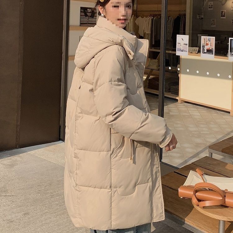 韩版宽松中长款羽绒服鸭绒女大保暖适合中青年上班×通勤*