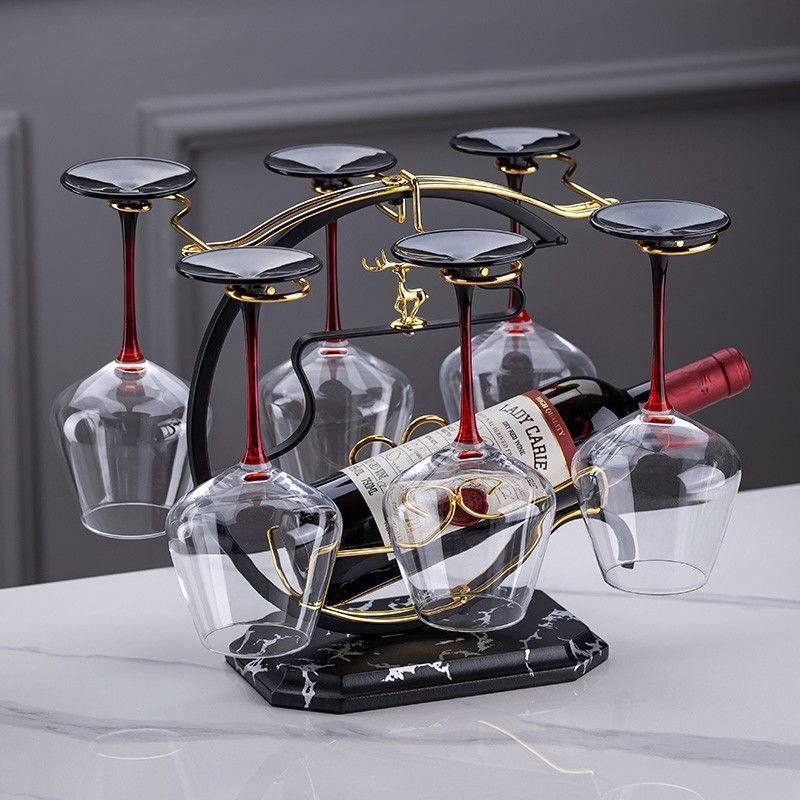 红酒酒杯架子轻奢高档高脚杯倒挂创意欧式酒瓶展示架家用酒柜摆件