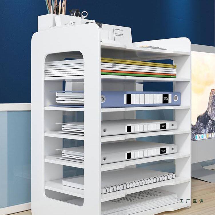 多层办公文件置物架桌上简易工位台面收纳神器桌面书架收纳盒