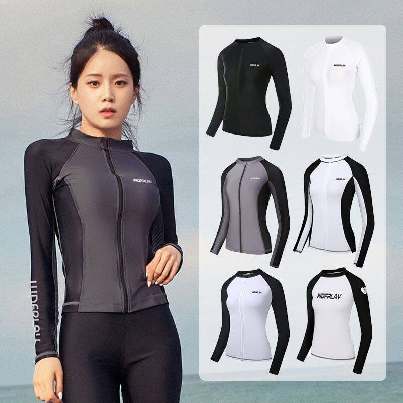 韩国潜水服女分体长袖泳衣防晒速干水母衣情侣浮潜冲浪显瘦套装