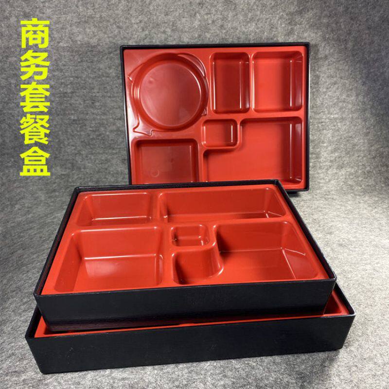 带盖日式木纹便当盒商务套餐盒寿司饭盒快餐盒商用外卖餐盒分格