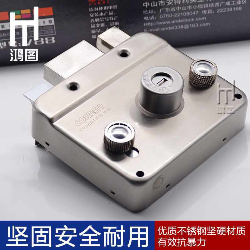 ?门锁V88老式防盗门锁大门锁304不锈钢外装铁门锁木门超B