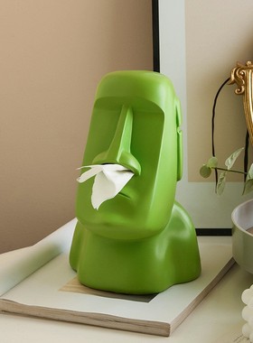 石人轻奢感纸巾盒客厅装饰摆件抽纸盒茶几餐桌家用创意像