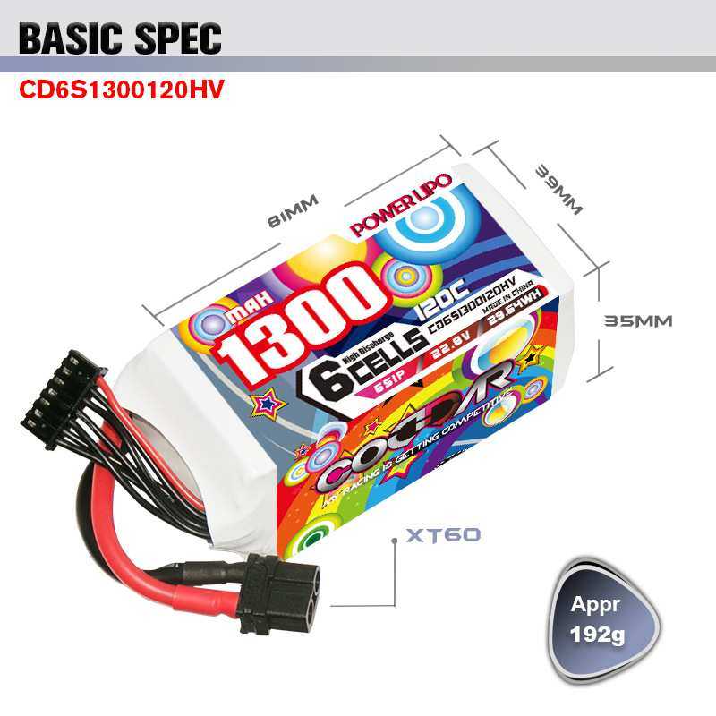 鹰氪CODDAR 1300MAH 6S 22.8V 120C轻量化五寸航模穿越机高压电池