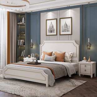 美式 公主床现代简约1.8m双人大床样板房储物高箱床 轻奢实木床法式