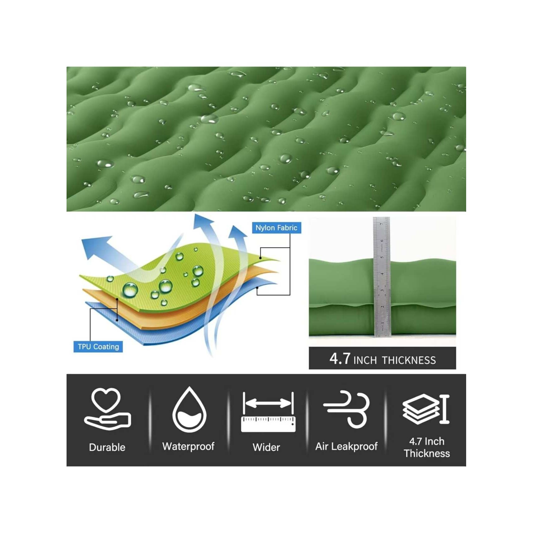 户外露营双人充气床充气垫打地铺 拉带双人露营睡垫 内置泵脚踏充