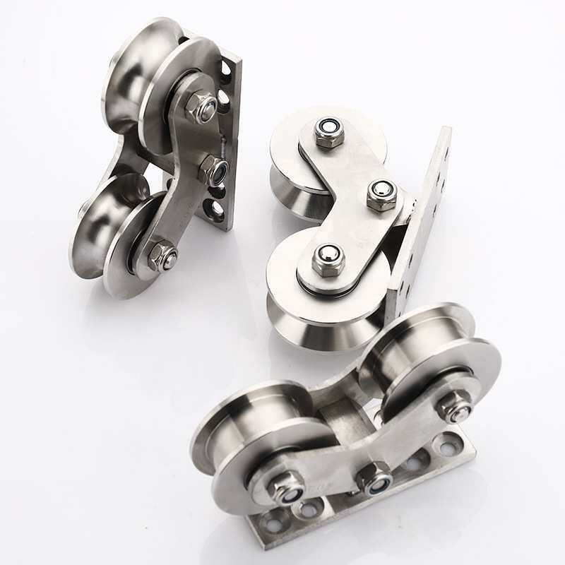 移动门重型单双滑轮不锈钢轨道轮承重长板推拉平移门轴承吊轮起重