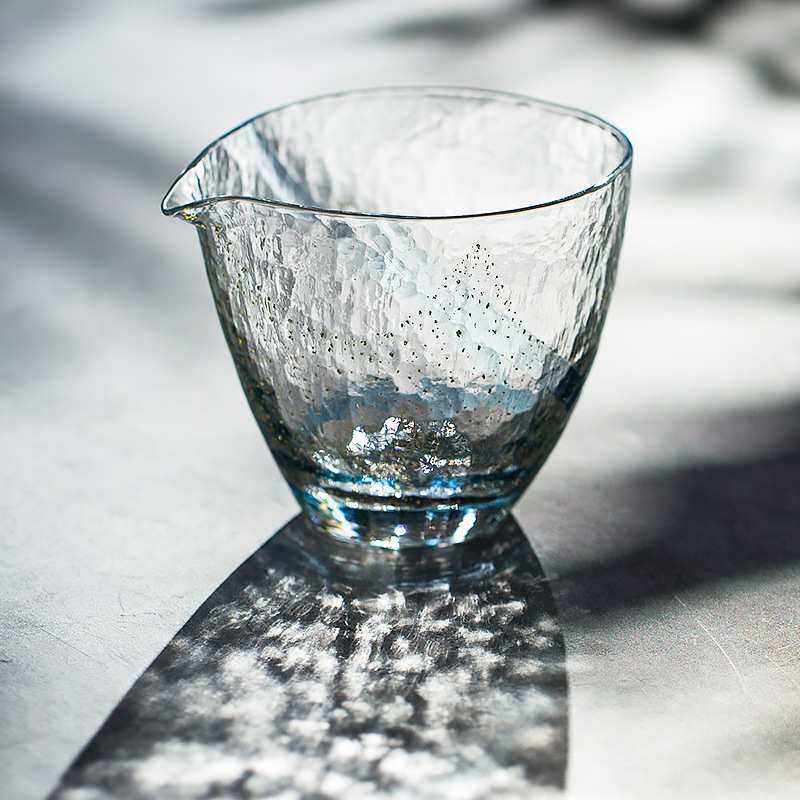 日本进口佐佐木八千代金箔锤目纹公道杯 手工玻璃茶具 耐热分茶器