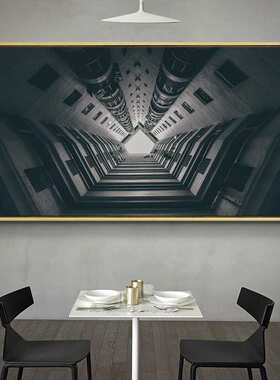 凝注视角 现代简约建筑装饰画大幅工业风办公室挂画横幅别墅壁画