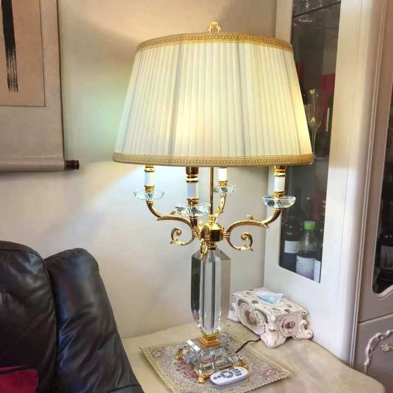 欧式水晶台灯客厅卧室床头灯美式角几灯书房奢华高档宫廷大号台灯