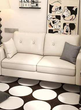 沙发小户型双人出租房屋办公室休息区服装店公寓黑色皮艺客厅沙发