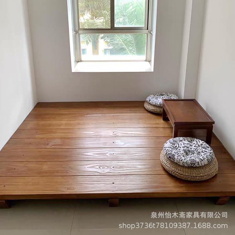 日式榻榻米实木落地床客栈民宿地台床飘窗阳台阁楼原木地铺床矮床