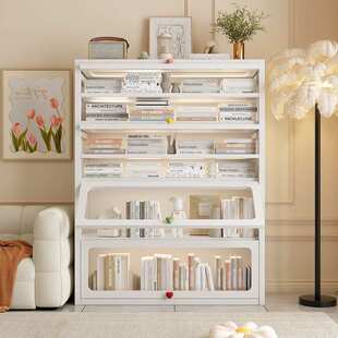 书柜家用收纳柜大容量防尘储物铁皮柜简约客厅置物柜书架展示柜