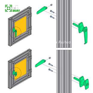 4040铝型材配件门锁把手锁配电柜锁充电桩柜锁机械把手转舌锁