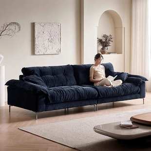 新款小户型客厅高档雪尼尔云朵直排棉麻布艺沙发