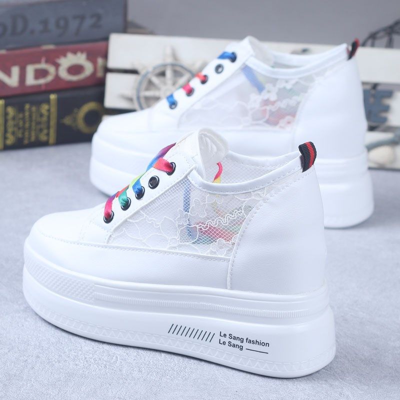 2024夏季新款韩版百搭透气网鞋小白鞋女厚底内增高10CM休闲板鞋女,女鞋,帆布鞋,淘宝优惠券,粉丝福利购,淘宝优惠卷