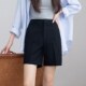 黑色显瘦微阔腿四五分裤 夏季 女韩版 高腰直筒休闲西装 薄款 短裤