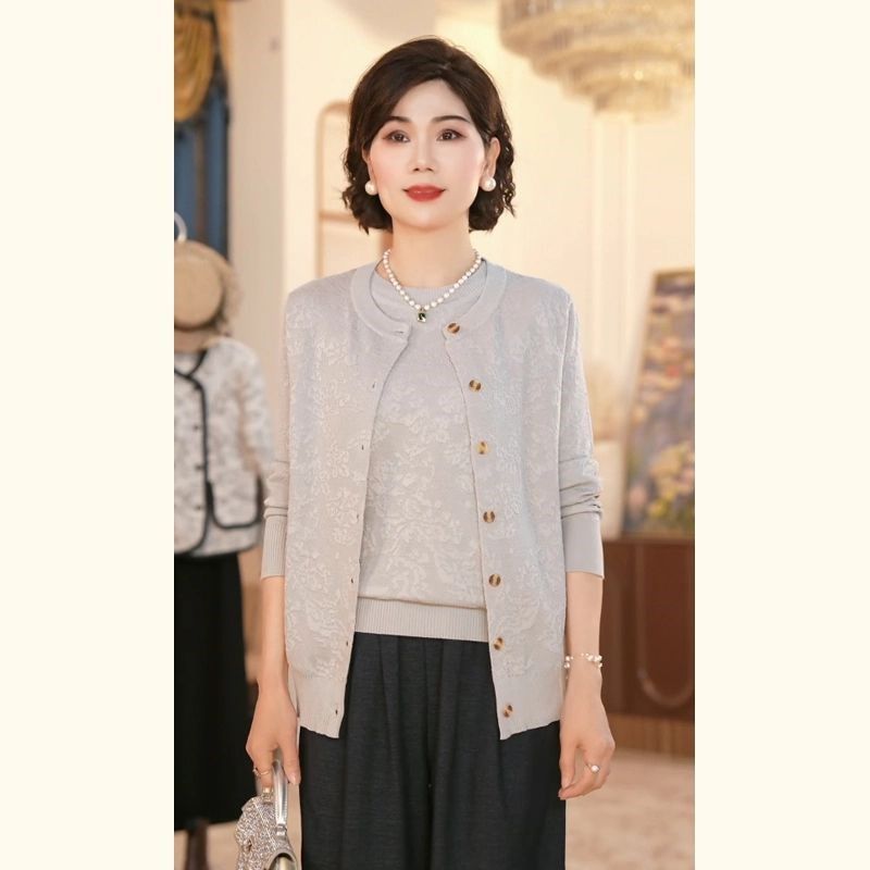 中年妈妈装春装两件套洋气上衣中老年女装外套短袖T恤开衫套装,女装/女士精品,中老年女装,淘宝优惠券,粉丝福利购,淘宝优惠卷