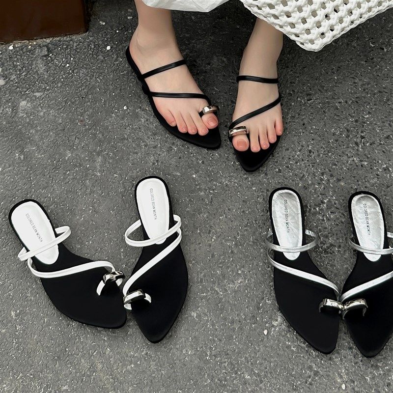 2025新款夏季时尚金属扣中低跟凉鞋细带套趾夹趾人字拖凉鞋女拖鞋,女鞋,时装凉鞋,淘宝优惠券,粉丝福利购,淘宝优惠卷